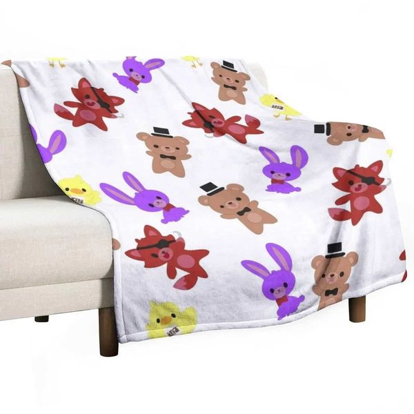 Cute Fnaf Pattern Throw Blanket Plaid on the sofa SofasXJ241210