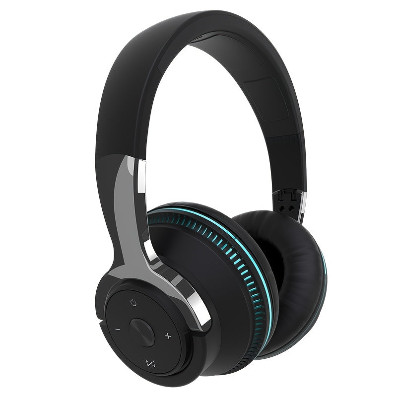 TEMU Wireless Bt Over-ear Headphones-portable Headsets With 24 Hours Playtime, Built-in Mic For Clear Calls, Fm Radio, Soft Earpads, Led Light, Tf