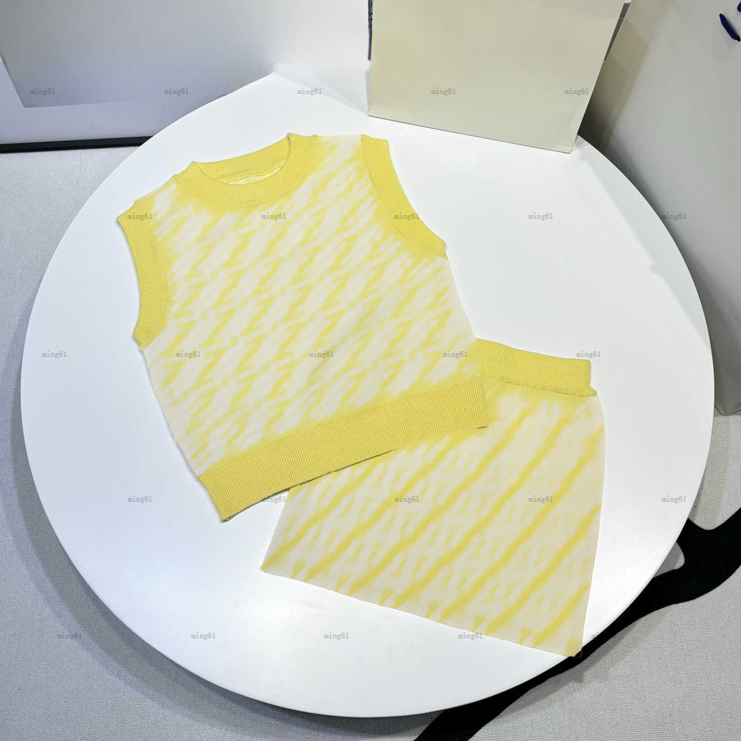 Brand girls dress summer Knitting design baby skirt set kids designer clothes Letter jacquard sleeveless vest and knitted skirt