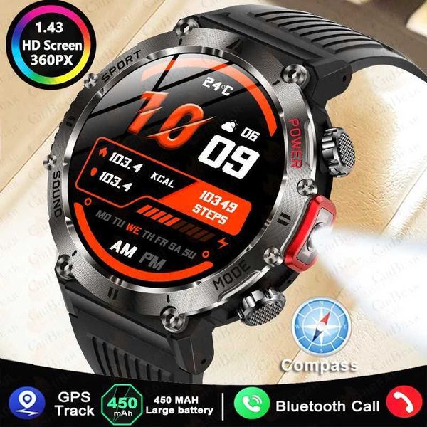 High Quality new military outdoor sports smartwatch for men 450mAh battery waterproof GPS tracking call health fitness smartwatch O241213