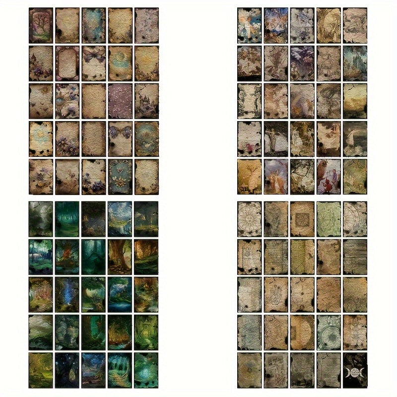 TEMU 200 Pcs (4 Styles) Magic Series Vintage Material Paper For Cardstock Journaling Poster Decoration, Card Making, Scrapbooking Craft Supplies (50