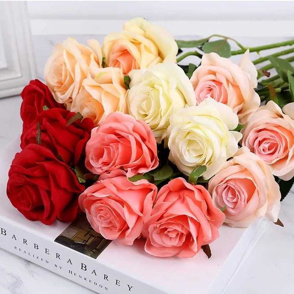 Artificial Flowers Rose Simulated Rose Handmade For Home Wedding Decoration Flower Silk Flower Living Room Christmas Vase DecorXJ241212