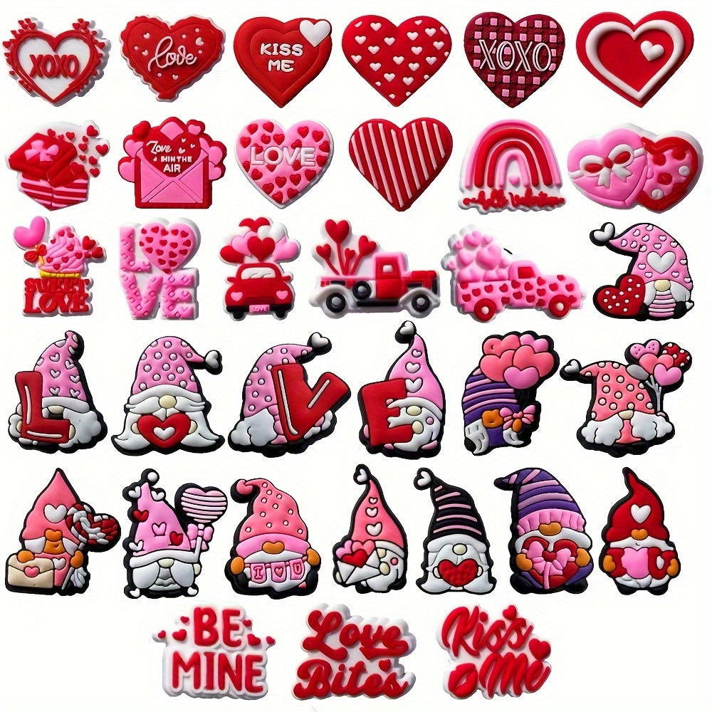 TEMU 34pcs Valentine's Day Shoe Decoration Charms For Sneakers, Pvc Shoe Decorations, Gift Idea For Birthday Christmas Halloween Party Favors