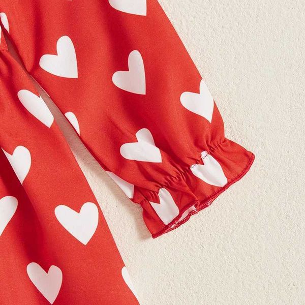 Vntine s Day Toddler Girl Dress with Print and Ruffle Lace Trim Long Sle A-line Princess Dress for Baby Z250113