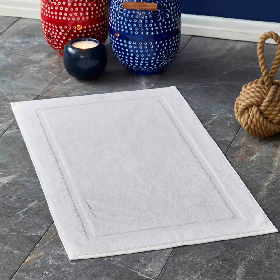Nautica Home Crew 100% Turkish Cotton Bath Mat, 50cmx85cm, White