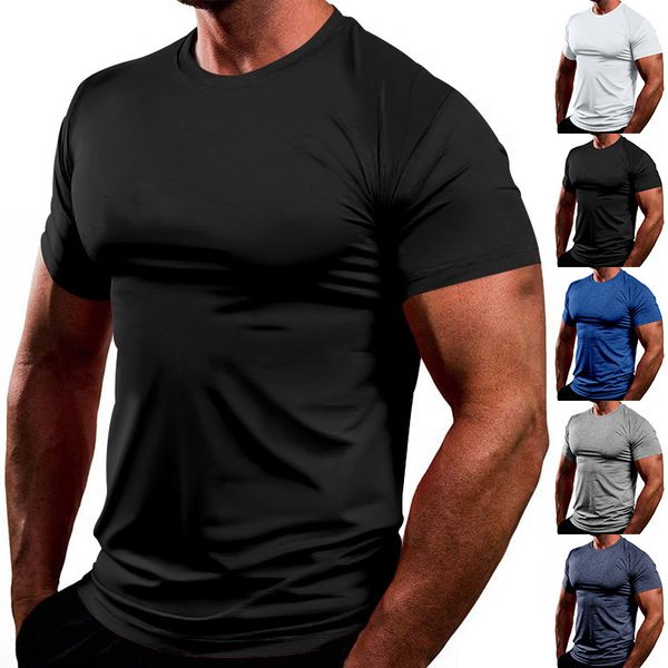 Men Fashion Crew Neck Short Sleeve Solid Color Lightweight Comfortable Activewear and Everyday Wear