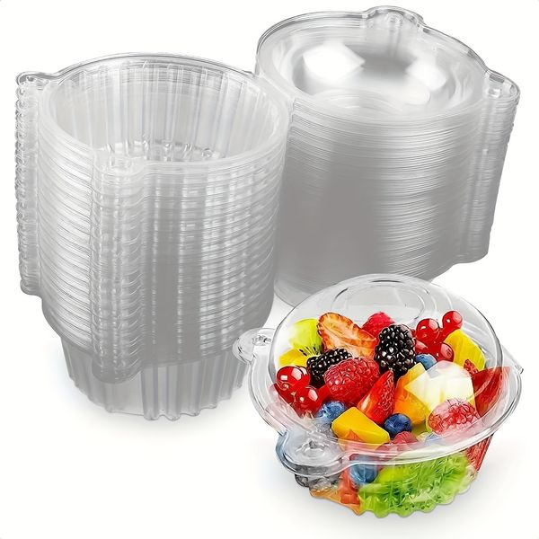 100 Pack Clear Plastic Cupcake Containers with Dome Lids Reusable Portable Cupcake Holders No Electricity Needed Perfect for Parties Events