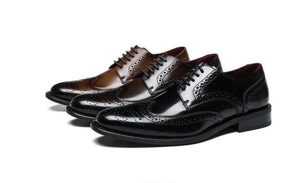 2024 spring new men&#039;s leather shoes Leather gentleman Brock carved shoes business dress shoes v1