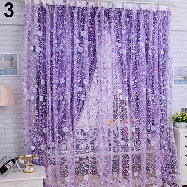 Curtain Home Window Door Room Decoration Pastoral Sunflower Divider Sheer Voile 230510