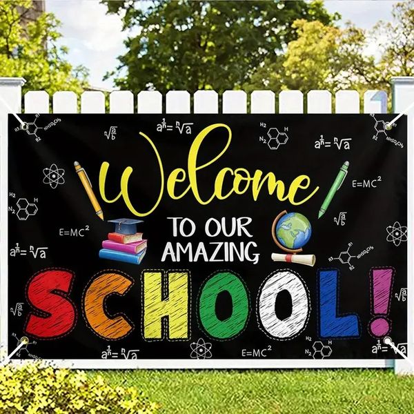 New back to school season outdoor curtain black school season photo banner outdoor patio background decoration wholesale