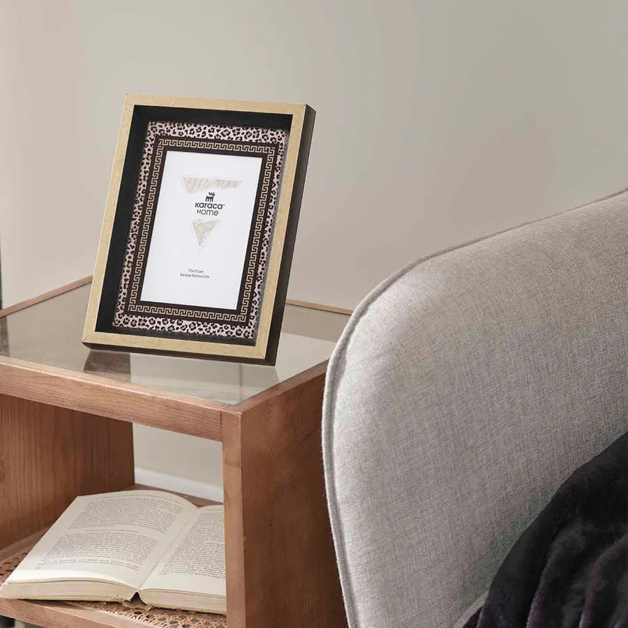 Karaca Home Wild Touch Leopard Photo Frame, 18cmx24cm, Gold Black Multi