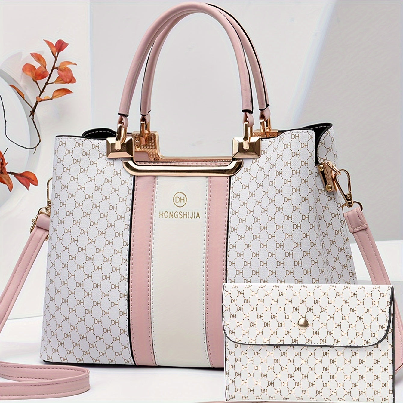 TEMU Women's Fashionable Versatile Large Capacity Retro Single Shoulder Crossbody Two-piece Set