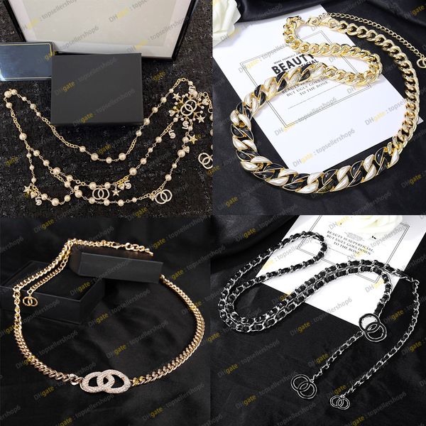 10A Mirror Quality Designer luxury women chain belt metal resin glass pearl diamant crystal Strass gold silver black chain jewelry waist bel