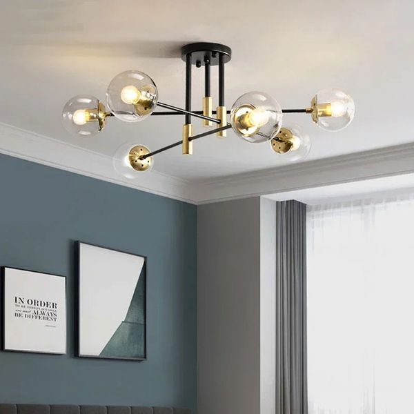 Nova moderna lustre de lustre liderado Ball Ceig Light for Bedroom Living Dining Room Kitchen Study Indoor Diário acessório