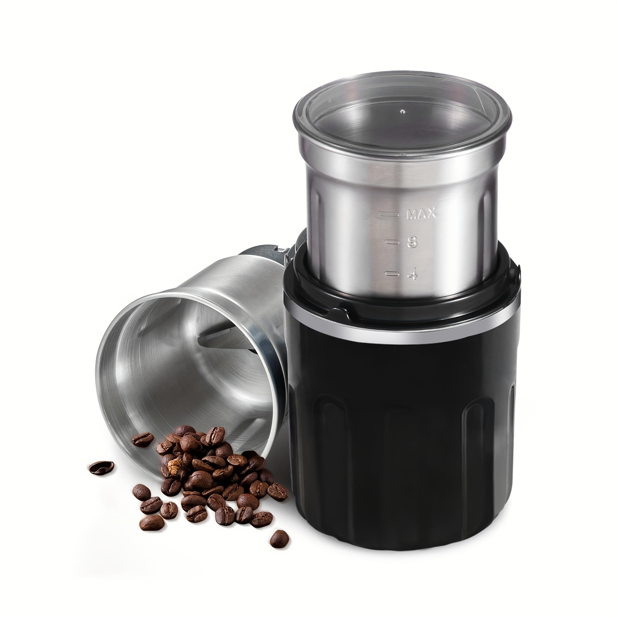 TEMU Electric Coffee Grinder, 200w Powerful Food Processor, For Bean Nut, Grinder For Spice Onion Garlic, , With 2 Removable Stainless Steel Bowls,
