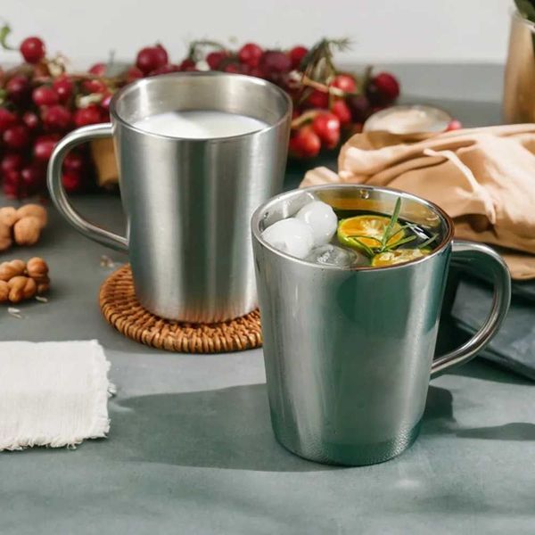 304 Stainless Steel Double Layer Creative 300ml gs Coffee Cup Heat Insation Beer Wine Tea g Stainless Cup Drinkwar Z250116