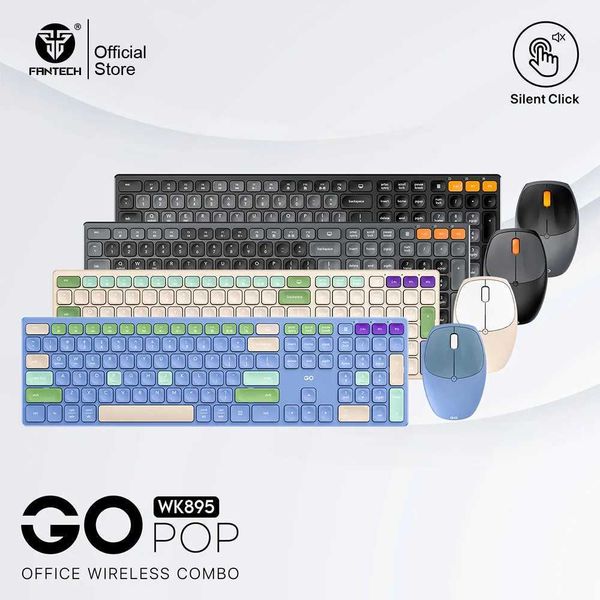 FANTECH GO WK895 Office Wireless Keyboard and Mouse Combo 2.4Ghz and BT 5.0 Two-Mode Connectivity Film Keyboard Silent Mouse X250203