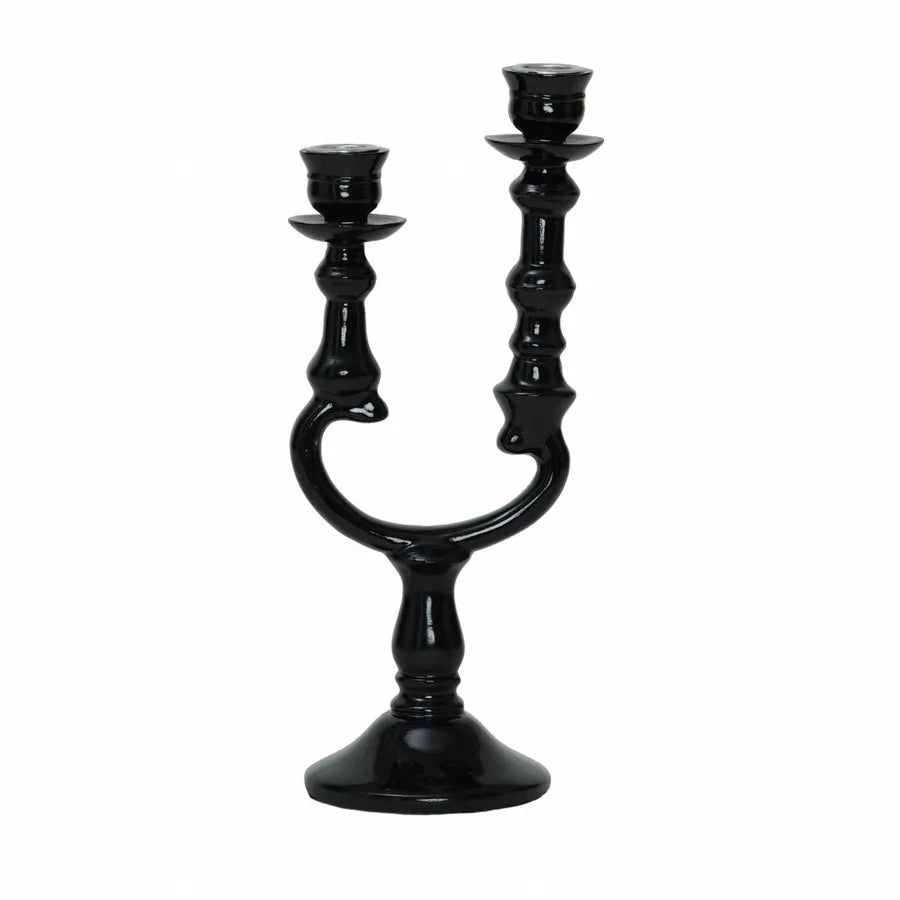 Karaca Home Pop-Art 2 Arm Candlestick, 12.7cmx10cmx28.5cm, Black