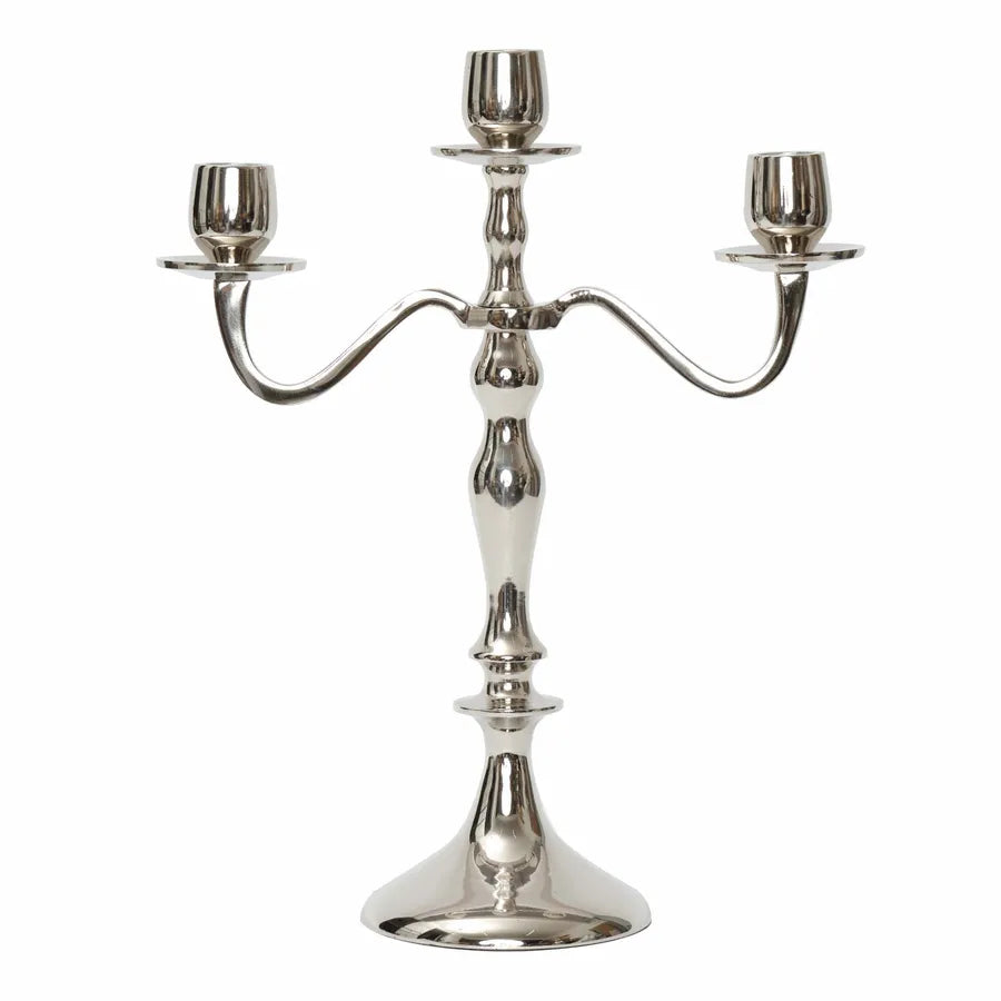 Karaca Home Dots 3 Arm Candlestick, Silver