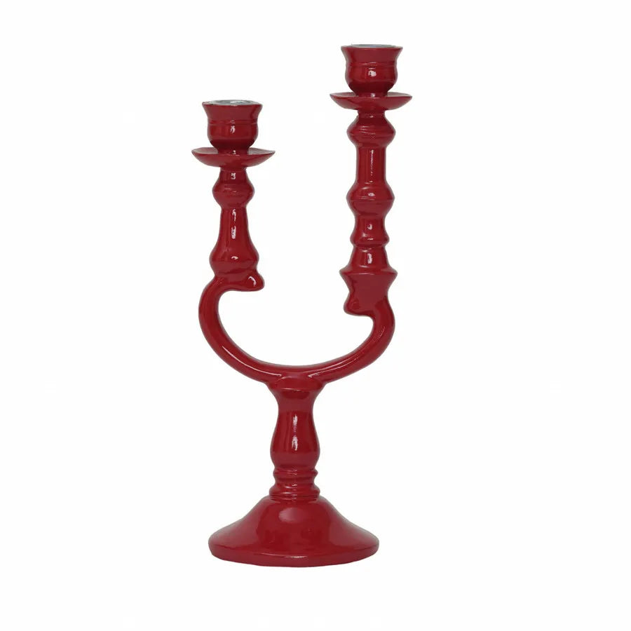 Karaca Home Pop-Art 2 Arm Candlestick, 12.7cmx10cmx28.5cm, Red