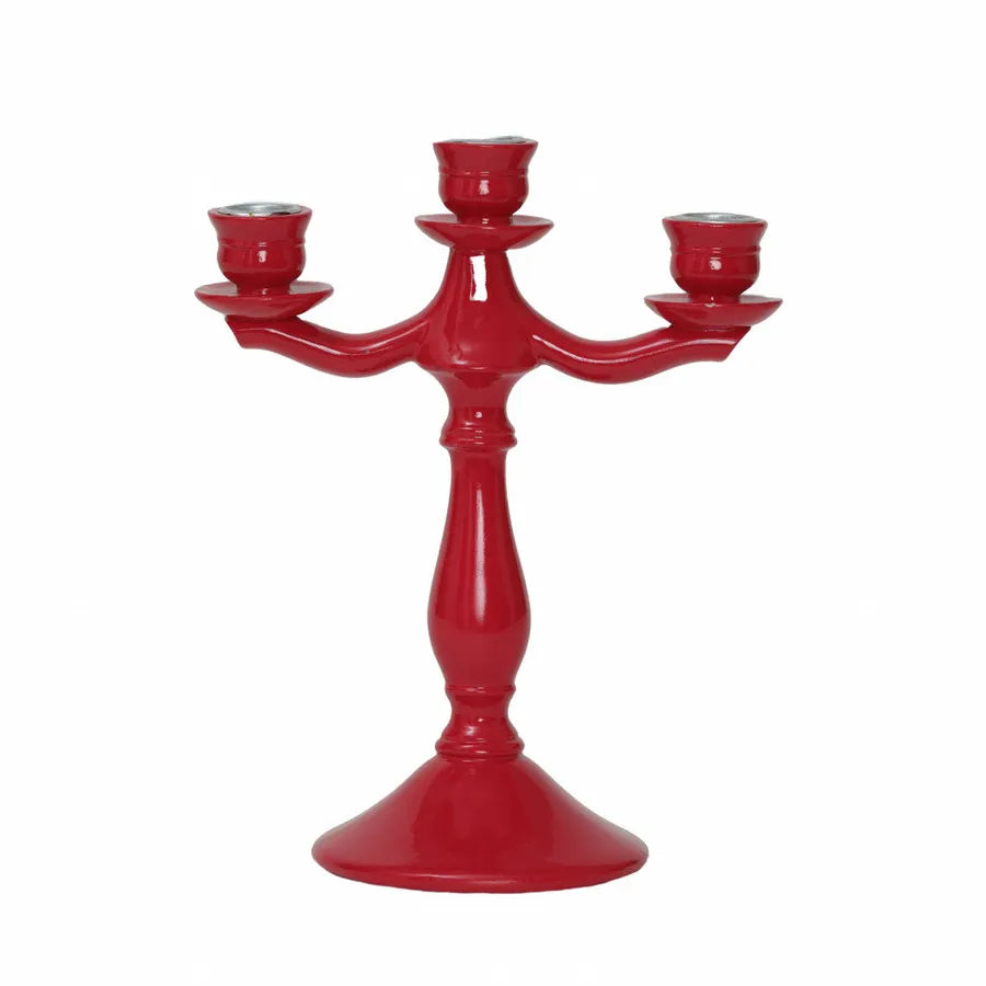 Karaca Home Pop-Art 3 Arm Candlestick, 19cmx11.4cmx24.5cm, Red