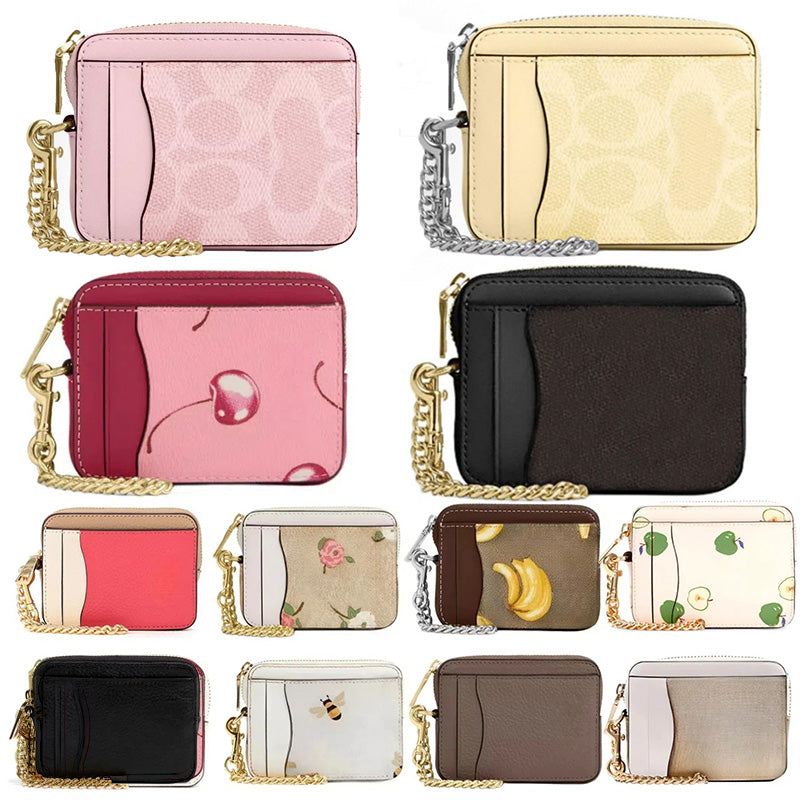 New of Women Chain Extra Large Capacity Case Zipper Card Holder Stylish Bags Pink Purse Coin Wallet
