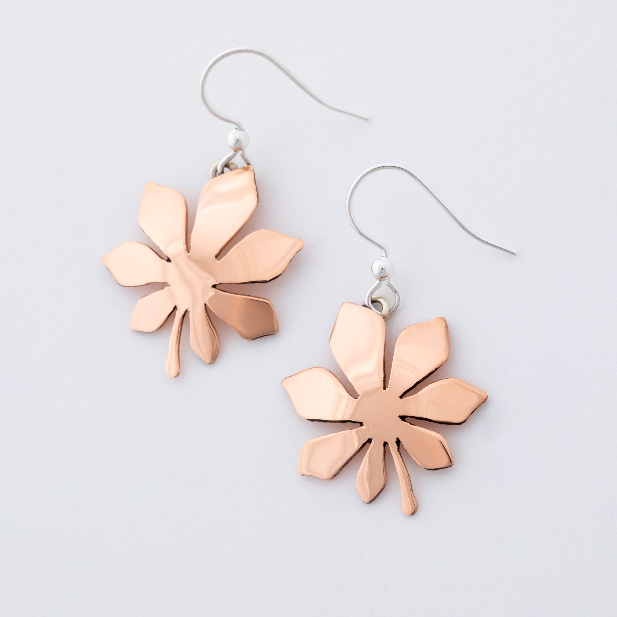 Falling Leaves Mixed Metal Earrings - Chestnut