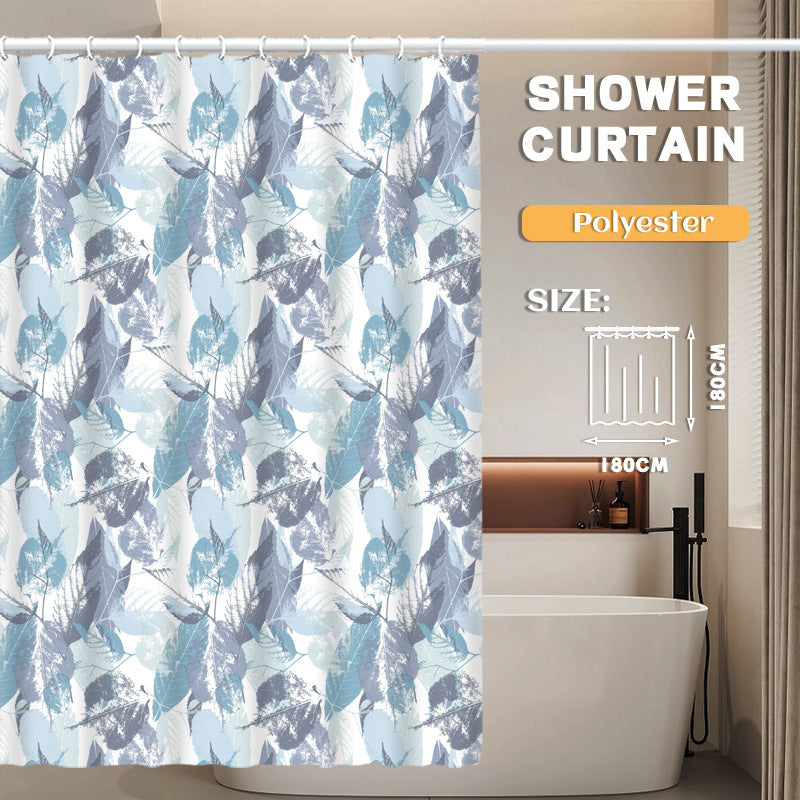 YL-36934 Manufacturers Spot Digital Printed Fabric Shower Curtain Waterproof Thickened Bathroom Partition Curtain with Hook Cross-border Supply