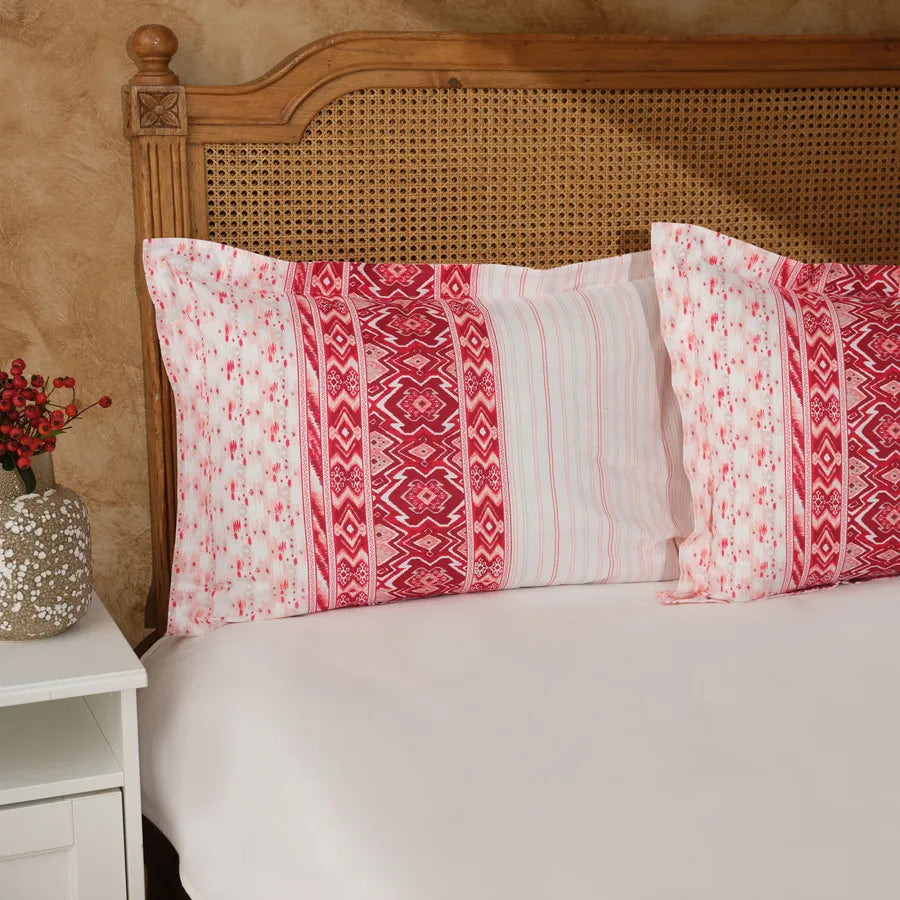 Karaca Home Pietra Pillowcase Set, 2 Piece, 50cmx70cm, Red Multi