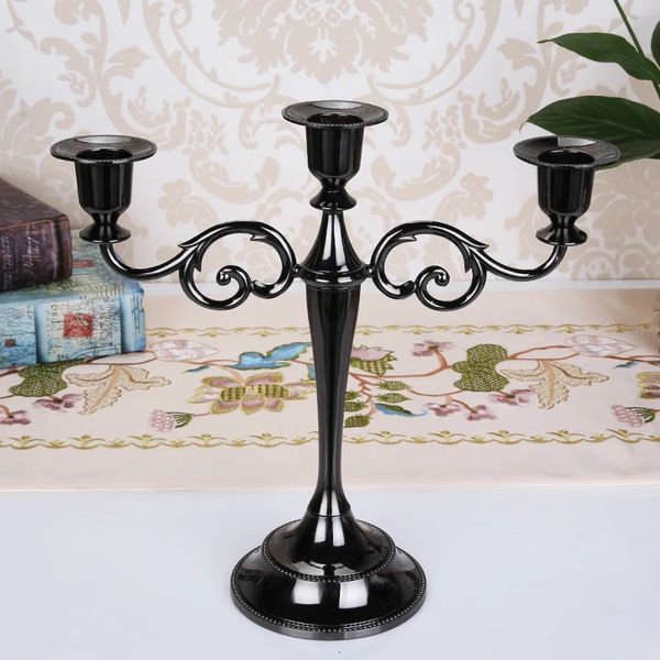 Silver gold black bronze metal candle holders vintage 3arm dinner wedding home decoration 241206