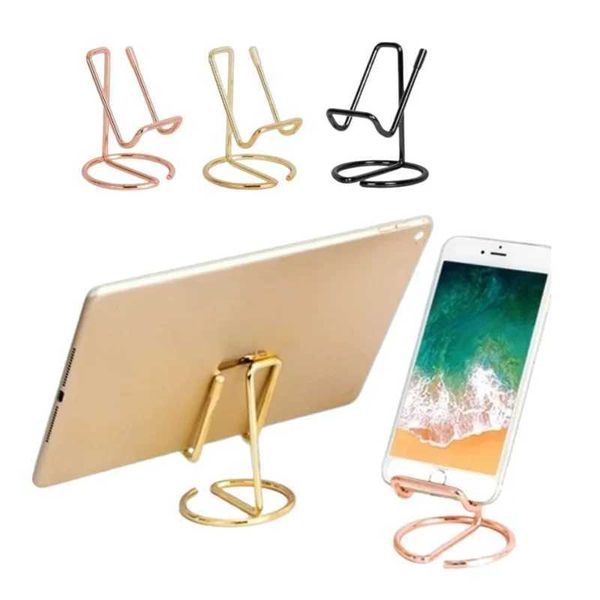 Cell Phone Mounts Holders 1PC Metal Lazy Wire Mobile Phone Portable Holder Gold For Ipad Mobile Phone Universal Storage Rack Accessories Des