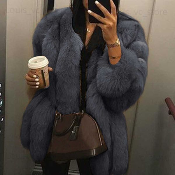 Women&#039;s Fur Faux Fur Women Winter Fall Fashion Faux Fur Coat Solid Short Warmth Clause Jackets Ladies Long Puff Sleeve Outerwear Elegan