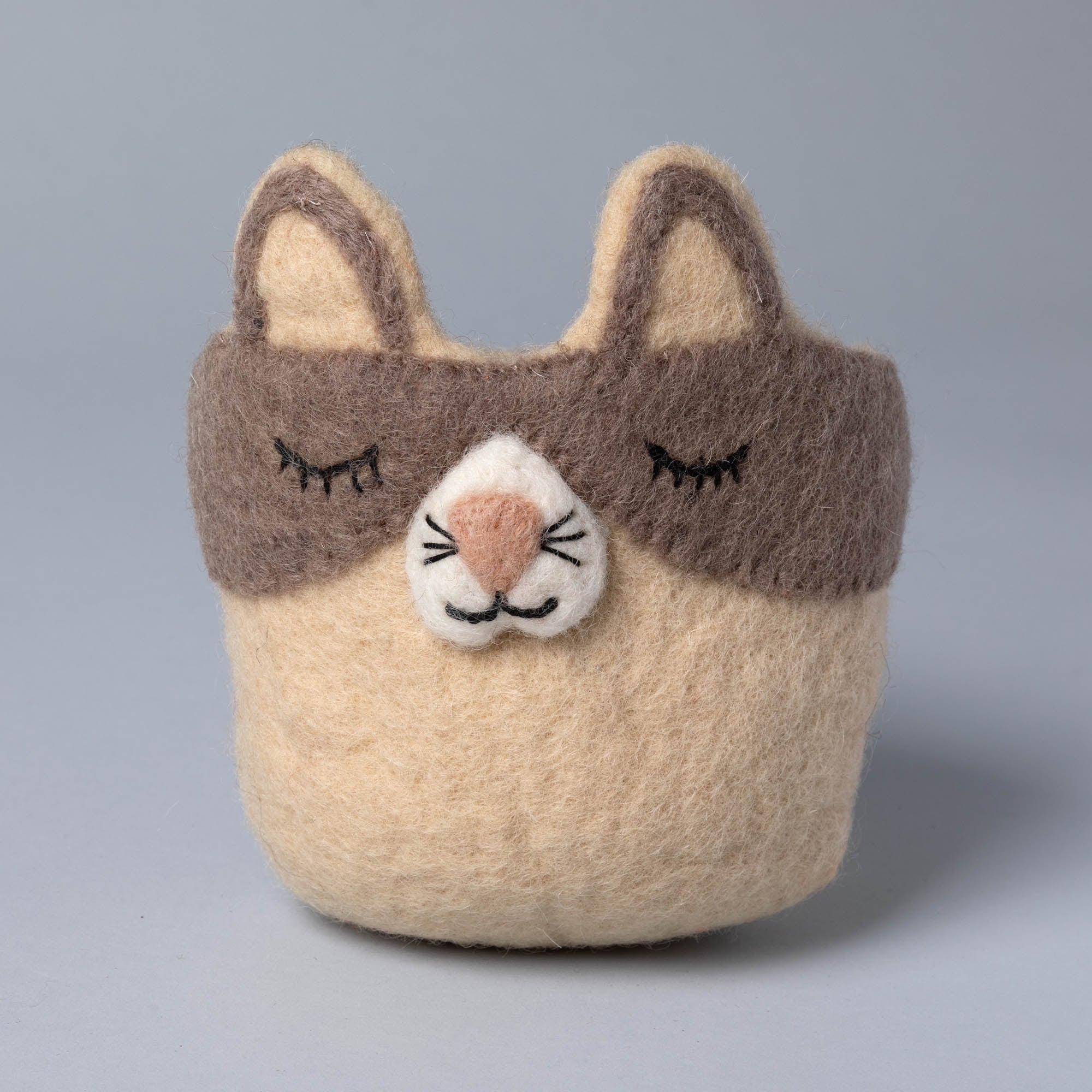 Hand-Felted Animal Planter - Cat