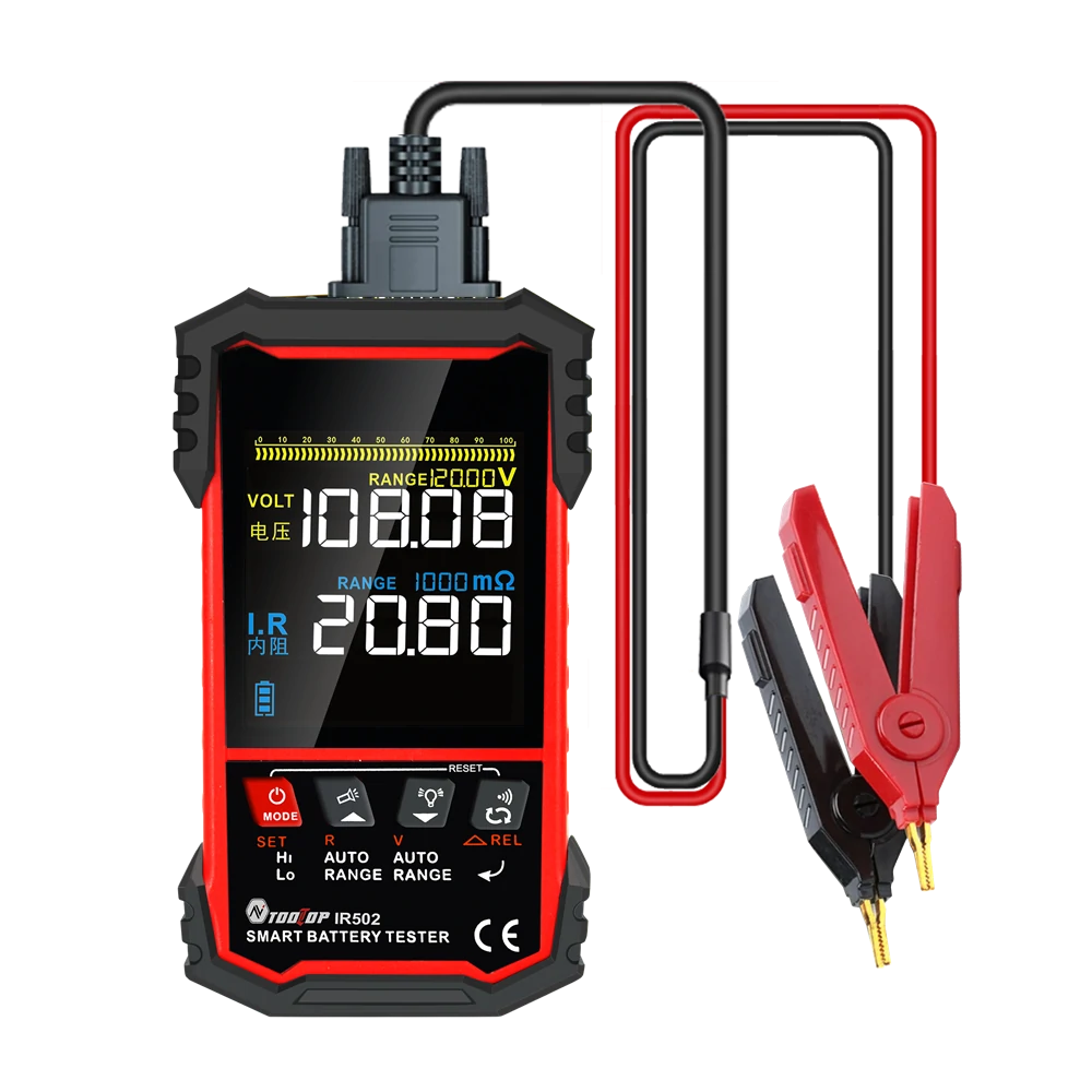 MUSTOOL IR502-IR500 ±120V 500Ω Battery Internal Resistance Tester 4-Wire Kelvin Test Lead-acid Lithium Nickel-cadmium Ba