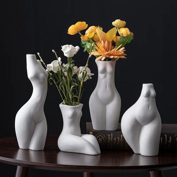 Ceramic vase human body modeling Nordic home decoration real human body art dried flower hydroponic decoration 241231