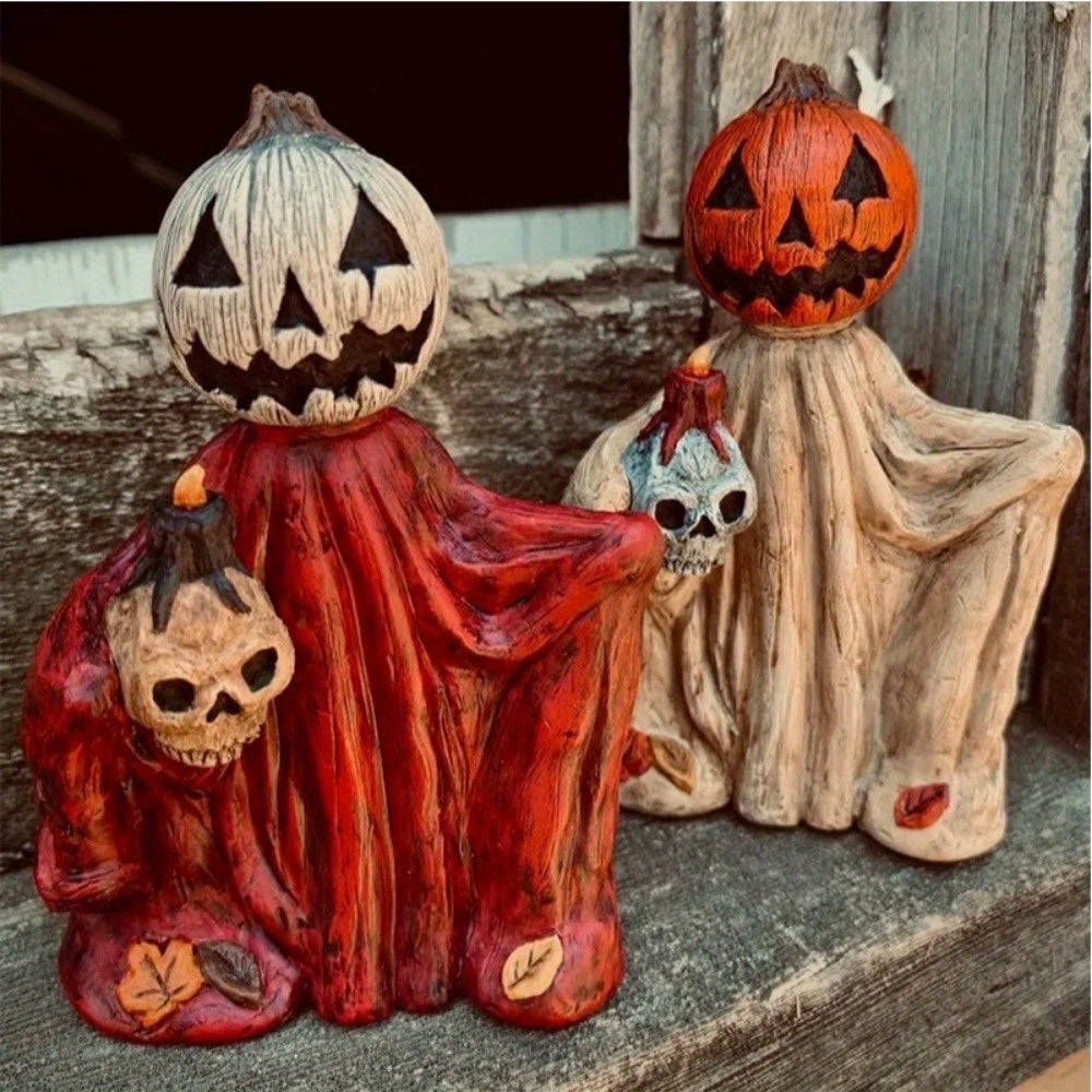 TEMU 1-2pcs Halloween Decorations Pumpkin Wizard, Tabletop Decoration - Resin Craft, Decor, Bookshelf Decoration, Halloween Decoration