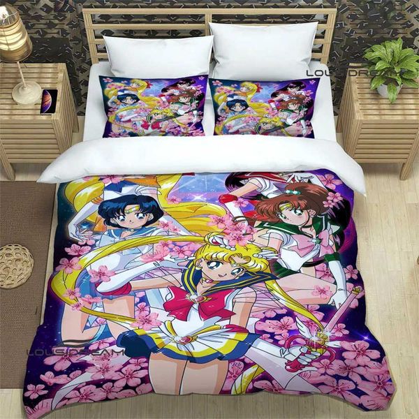 New Arrival Cartoon S-Sailor-M-Moon Bedding Sets exquisite bed supplies set duvet cover bed comforter set bedding set luxury birthday gift Z