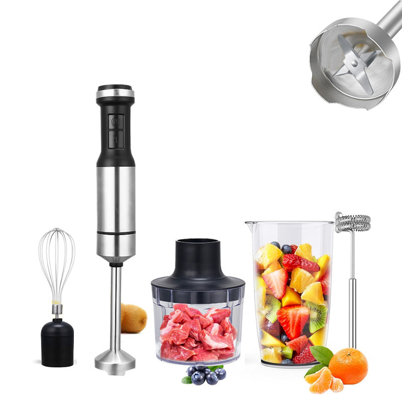 TEMU 【800w Heavy Duty】5-in-1 Hand Blender With Variable Speed – Stainless Steel Stick Mixer With Whisk, Frother, 1000ml Cup, 450ml Chopper – For