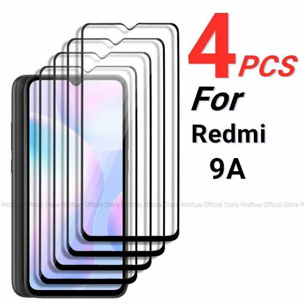 Cell Phone Screen Protectors 2-4PCS Tempered Glass For Redmi 9A Screen Protector Redmi 9A Full Glue Cover Protective Phone Film Redmi 9A J24