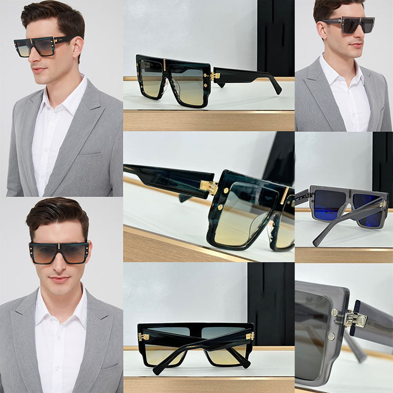 Designer Lunettes de Soleil Mens and Womens Sheet Metal One Piece Frame Square Mirror Frame Gradient Sunglasses Beach Party Driving INS Same Model 1