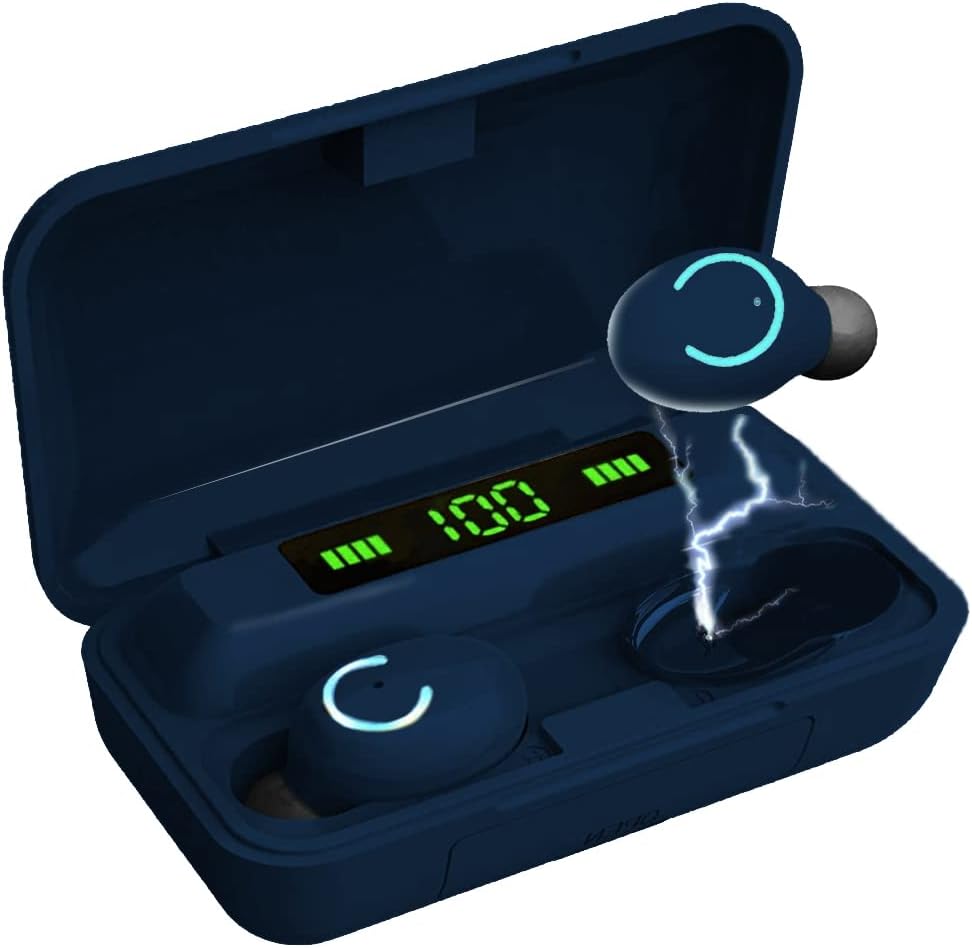 Acuvar™ Wireless BT 5.0 Rechargeable IPX7 Waterproof Earbuds with Case - Navy Blue Headphone