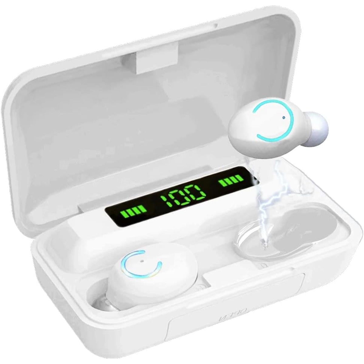 Acuvar™ Wireless BT 5.0 Rechargeable IPX7 Waterproof Earbuds with Case - White Headphone