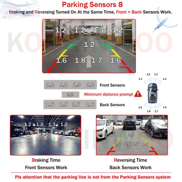 Dual Koorinwoo Core Car Parking Sensors 8 Parking Assist 4.3 Car Monitor Folding Radar Alarm Font Camera Rear view Camera Safe