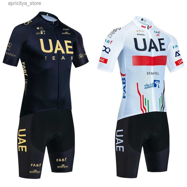 Cycling Shorts New UAE Cycling Jersey Gold Color Team Bike Jersey Shorts Set Men Women Quick dry Ropa Ciclismo Pro Bicyc T-Shirt Clothing L4