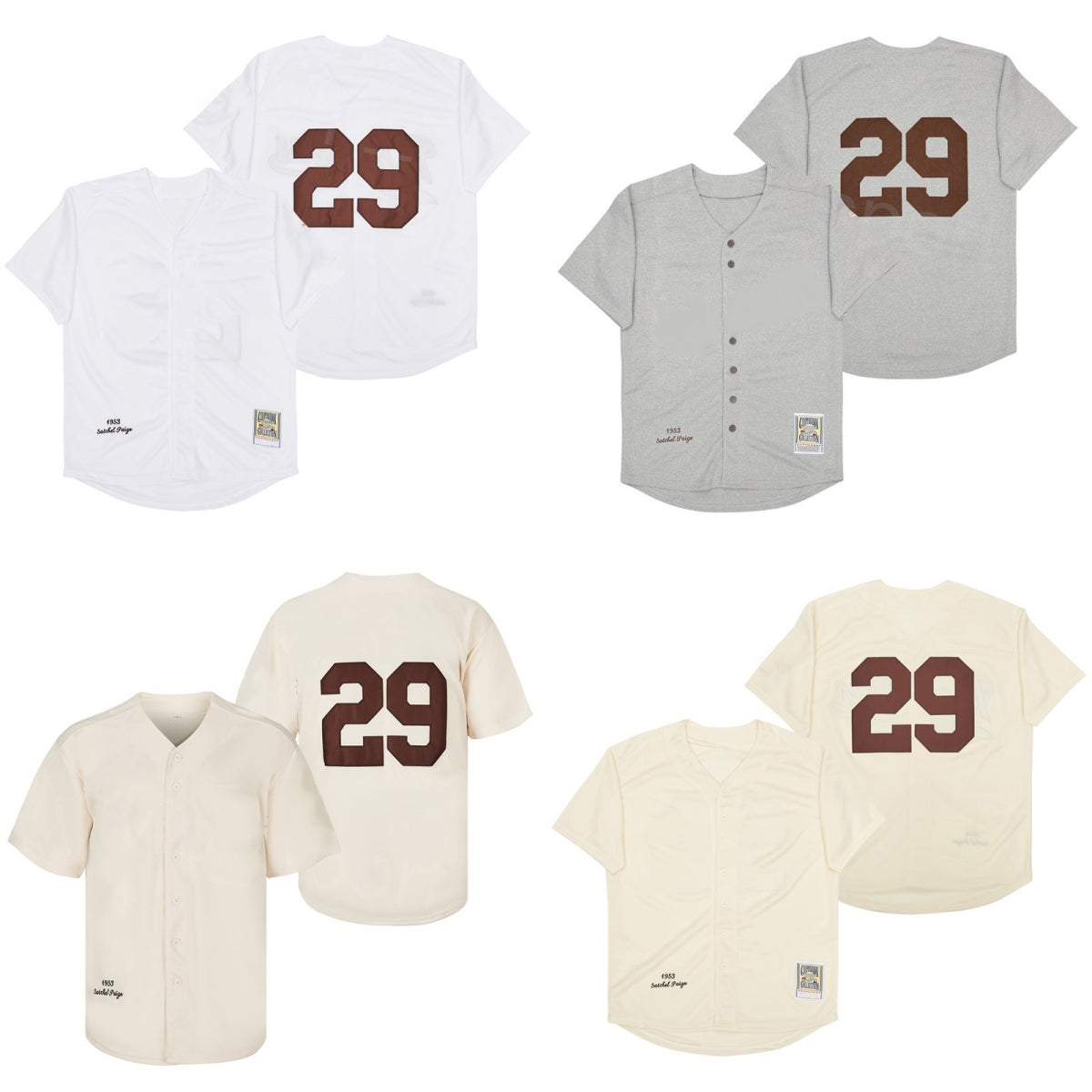 Vintage Baseball 29 Satchel Paige Retro Jerseys 1953 Throwback For Sport Fans Uniform Retire Team White Cream Grey Embroidery And Stitched Breathabl