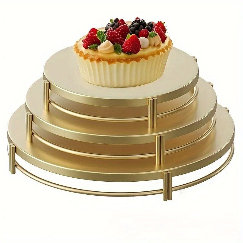 TEMU 3pcs Stands, 8-10-12 Inch Metal Cupcake Display Stands Dessert Trays, 3 Sizes Of Round Cake Base Holder, Table Decoration Serving Plates For