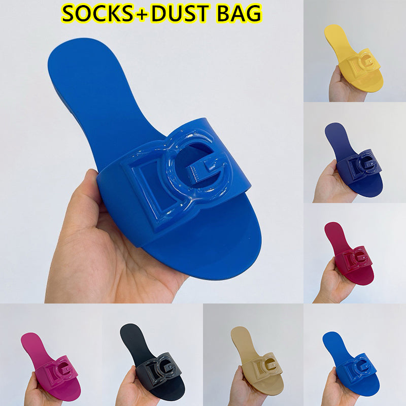 Dag Sandals For Women Fashion Designer Slides sandale Flat Heels waterproof Dazzling Blue Classic Black Rubber Slippers Mules 24SS New claquette fem