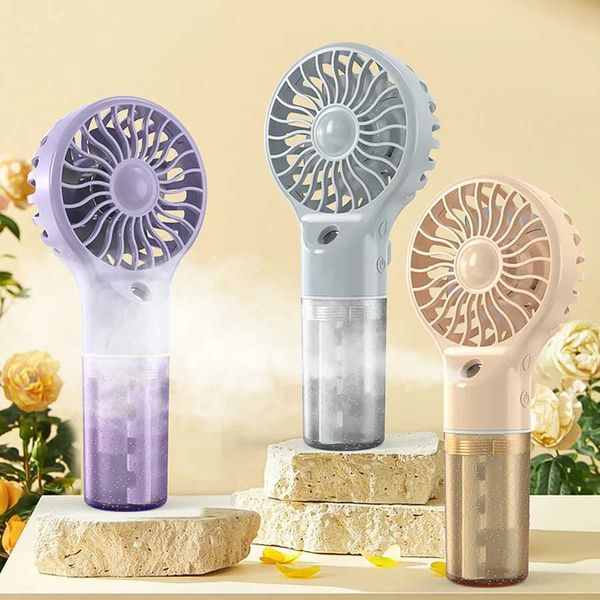 Electric Fans New Handheld Mini Air Conditioner USB Rechargeable Portable Mist Cooler Coog Spray Humidifier Fan for Home-Office z240712