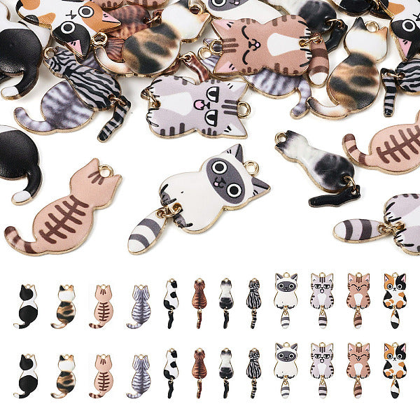 24 pièces 12 styles pendentifs en émail en alliage de placage de rack
