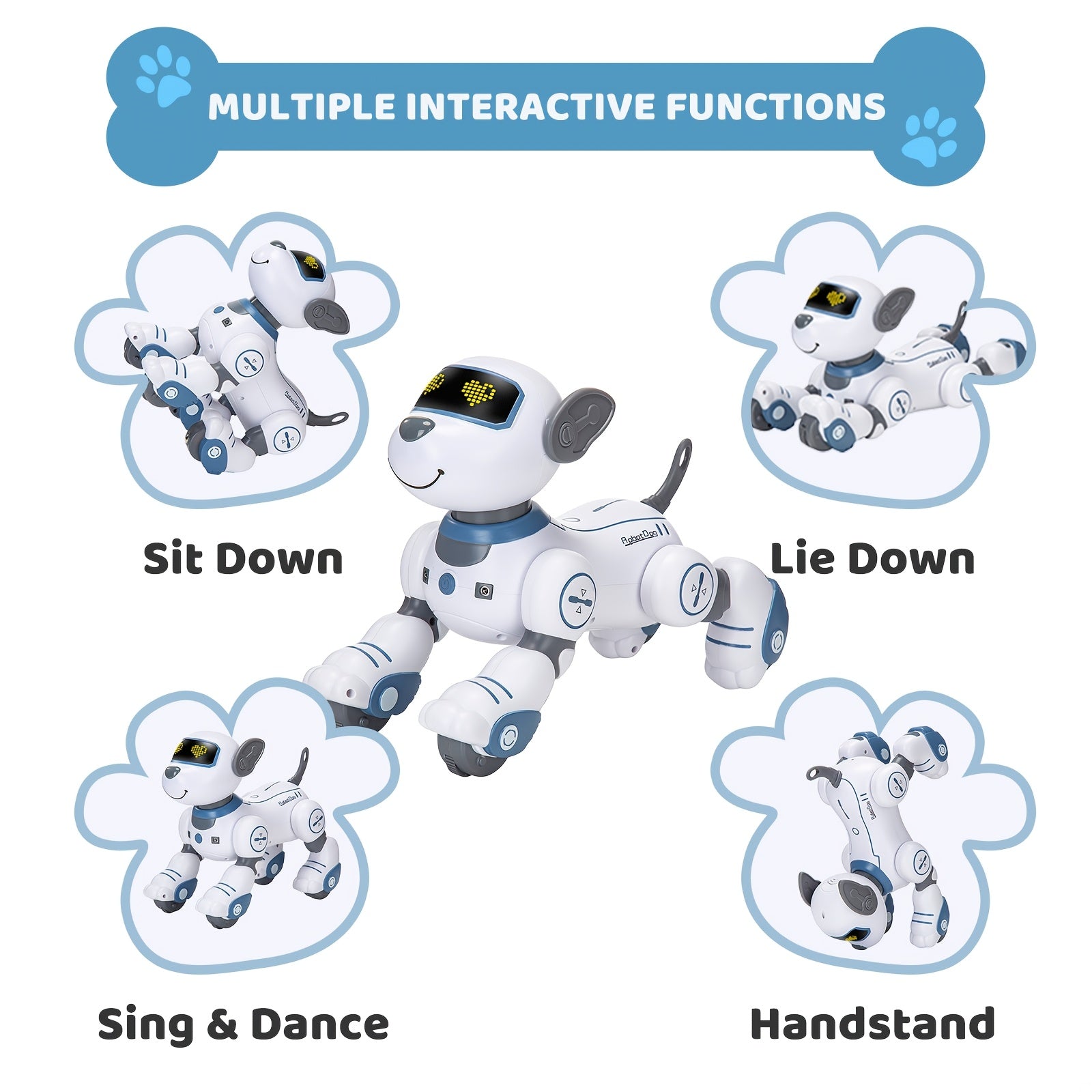 TEMU 17-function Programmable Remote Control Robot Dog Toy For Kids Ages 3-12 - Interactive Touch & Dancing Puppy With Infrared Sensor, Usb